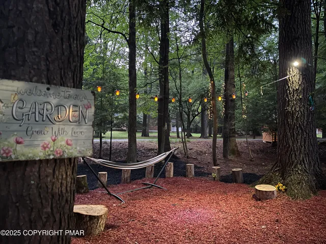 a view of a lake from a yard