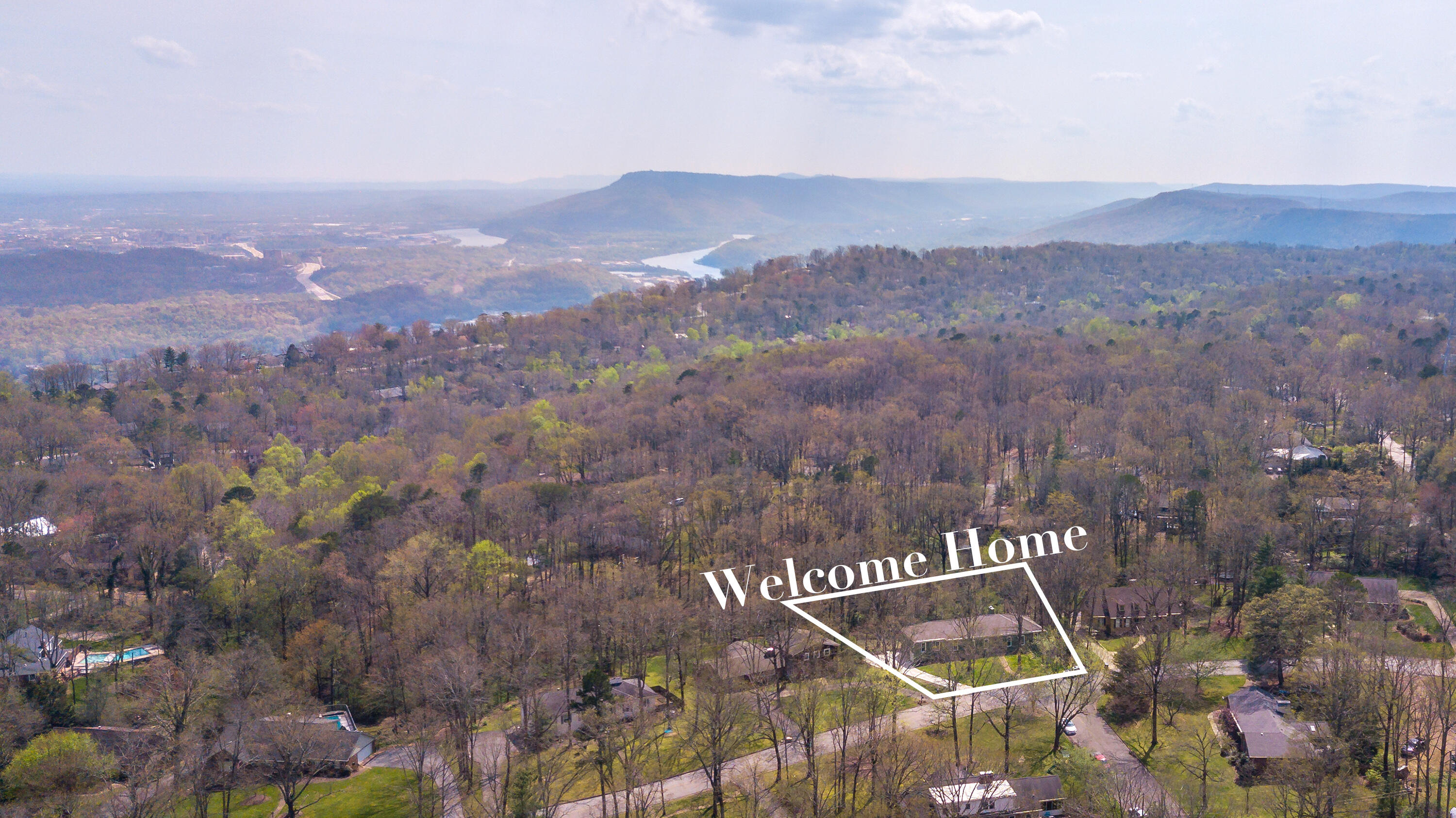 504 Barrington Road Signal Mountain, TN 37377 - Photo 2 of 39 1-504 Barrington Rd_Aerial_Welcome Home_