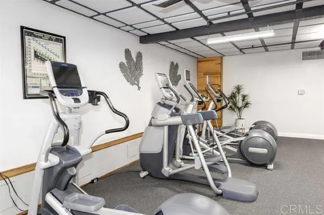 a view of a room with gym equipment