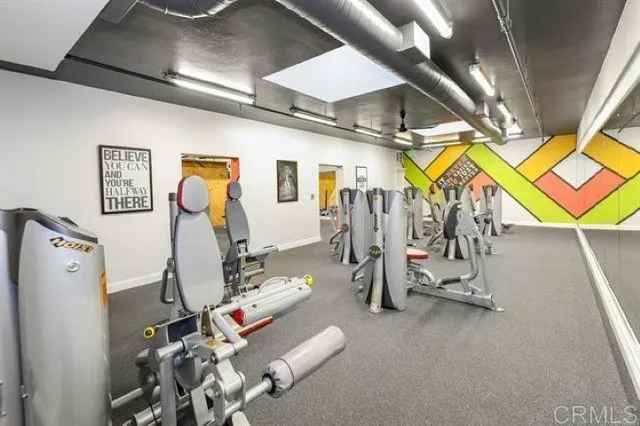 a view of a room with gym equipment