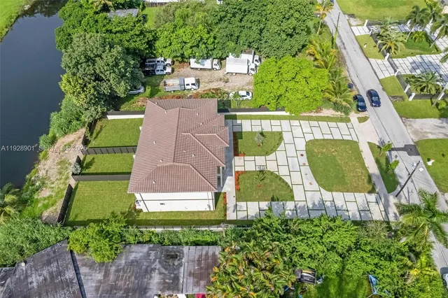 an aerial view of a house
