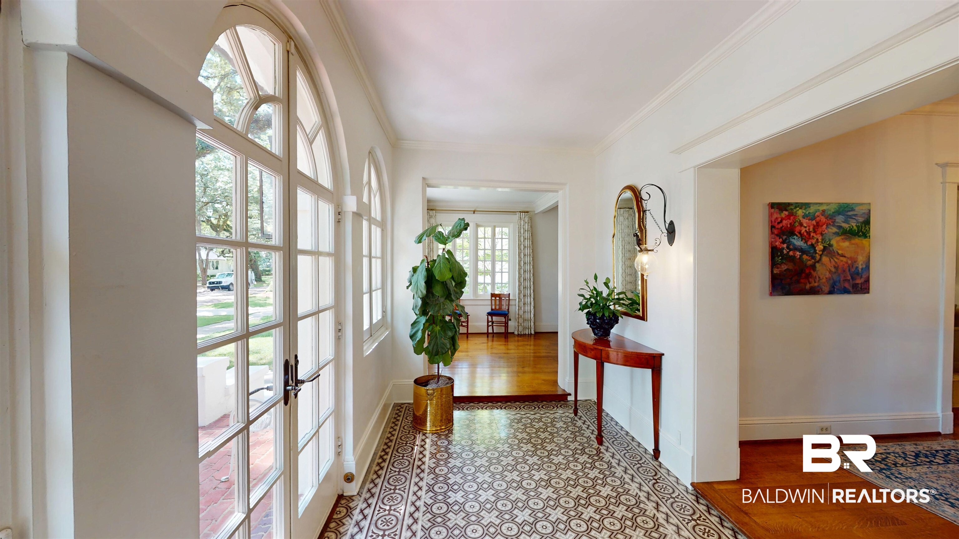 211 Lanier Avenue Mobile, AL 36607 - Photo 3 of 73 Foyer featuring crown molding, french doors, and wood finished floors