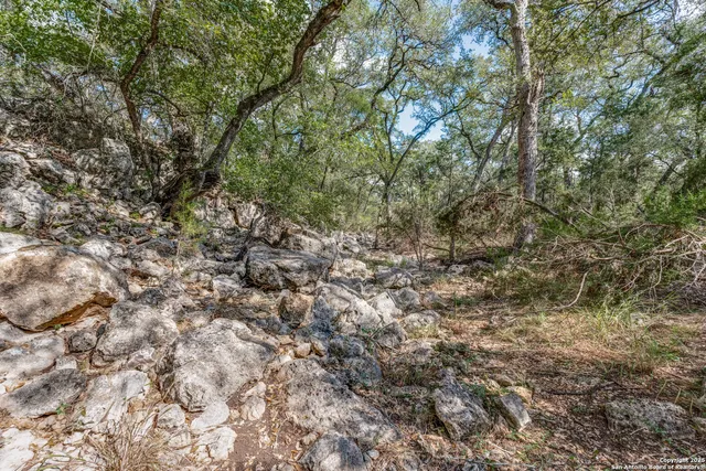 an aerial view of a house with swimming pool and garden view