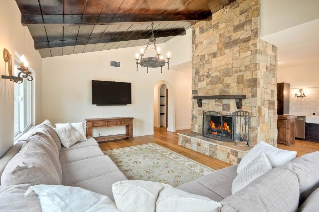 1007 Eolus Avenue Encinitas, CA 92024 - Photo 27 of 49 First Floor Living Room with Stone Wood Burning Fi