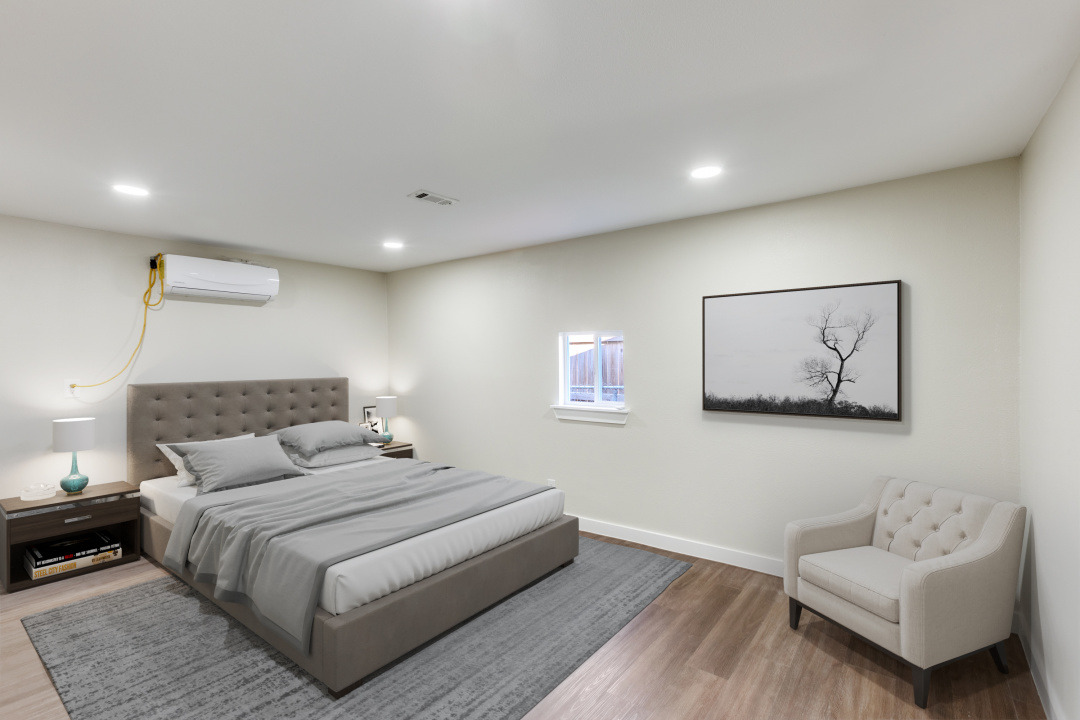 1118 Spur Street Austin, TX 78721 - Photo 6 of 27 Virtually Staged - Bedroom with light wood-type flooring and recessed lighting