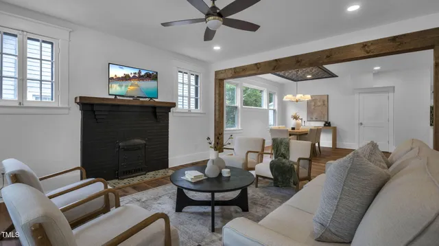 a dining room with furniture window wooden floor