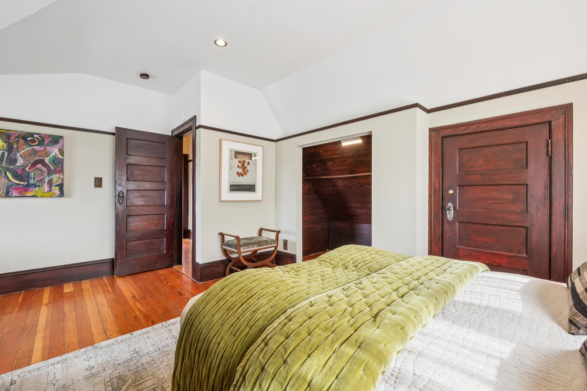 2012 Rose Street Berkeley, CA 94709 - Photo 41 of 57 Bedroom featuring vaulted ceiling and wood-type flooring