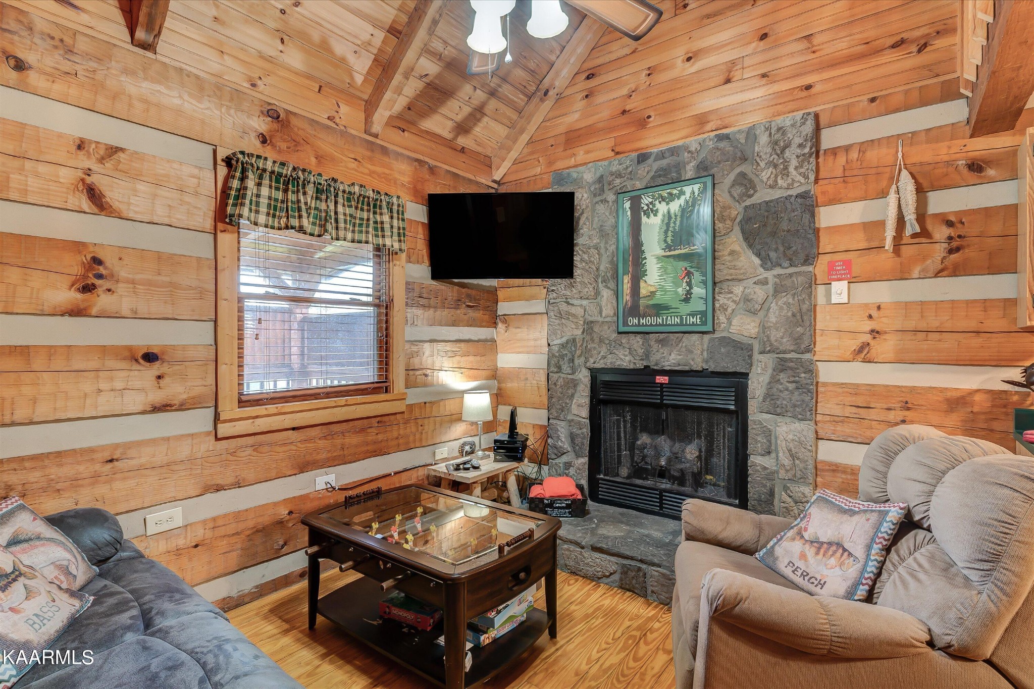 442 Hideaway Ridge Circle Sevierville, TN 37862 - Photo 3 of 40 a living room with furniture a flat screen tv and a fireplace