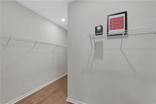 a view of a room with racks on the wall