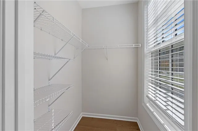 a view of a room with racks on the wall