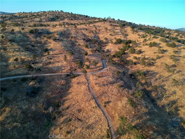 a view of a yard with a mountain