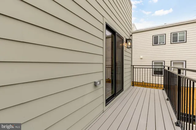 a view of wooden balcony