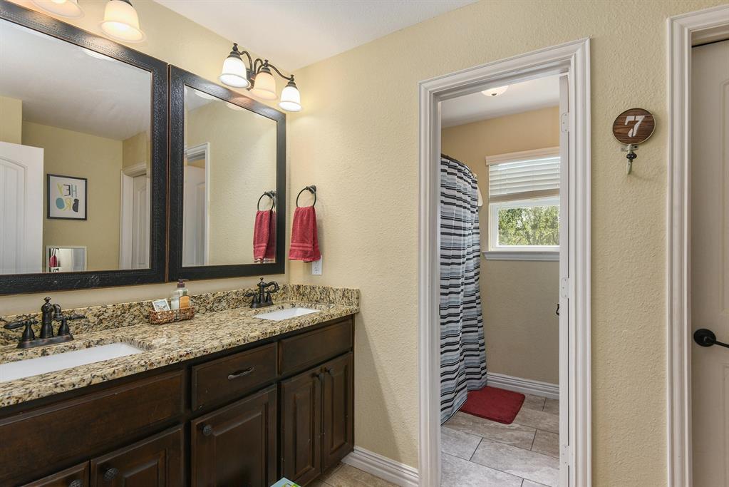 203 Saddle Ridge Court Springtown, TX 76082 - Photo 28 of 34 a bathroom with a sink and a mirror
