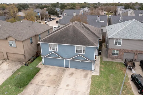 an aerial view of a house