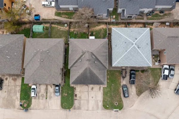 an aerial view of a house