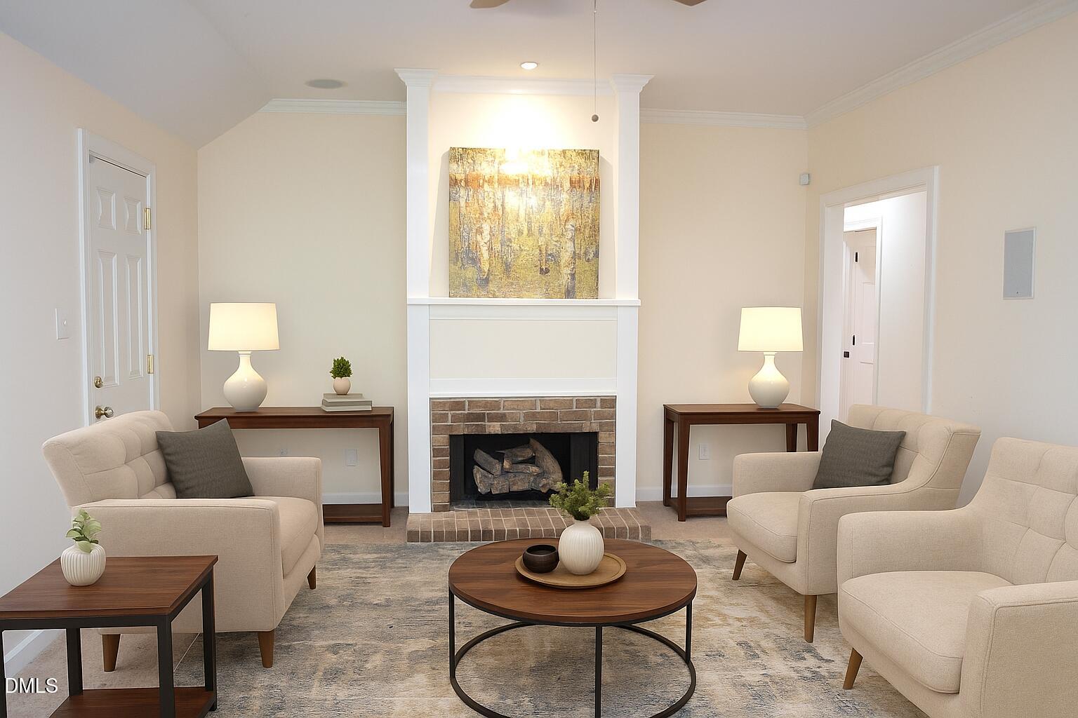 1707 Falls Church Road Raleigh, NC 27609 - Photo 2 of 22 a living room with furniture a fireplace and window