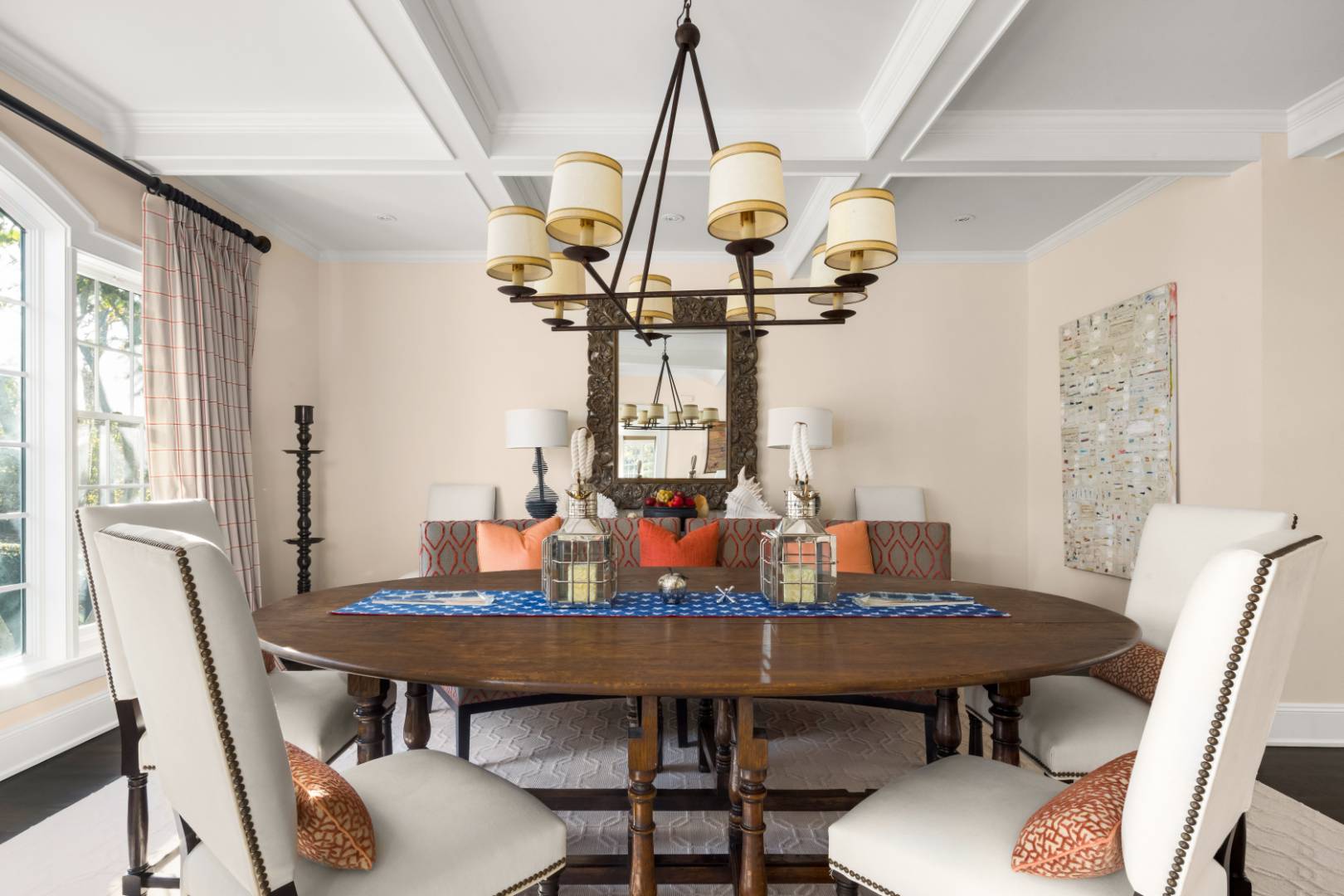 495 Ox Pasture Road Southampton, NY 11968 - Photo 6 of 28 a view of a dining room with furniture window and wooden floor