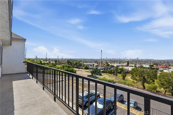 a view of city from a balcony