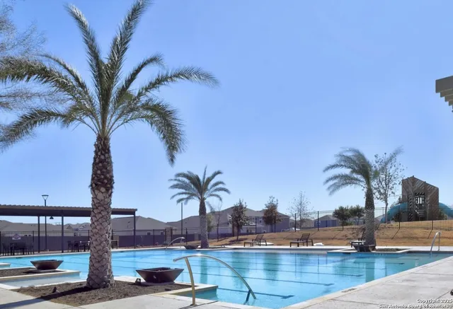 a view of ocean with palm trees