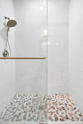 a bathroom with a shower