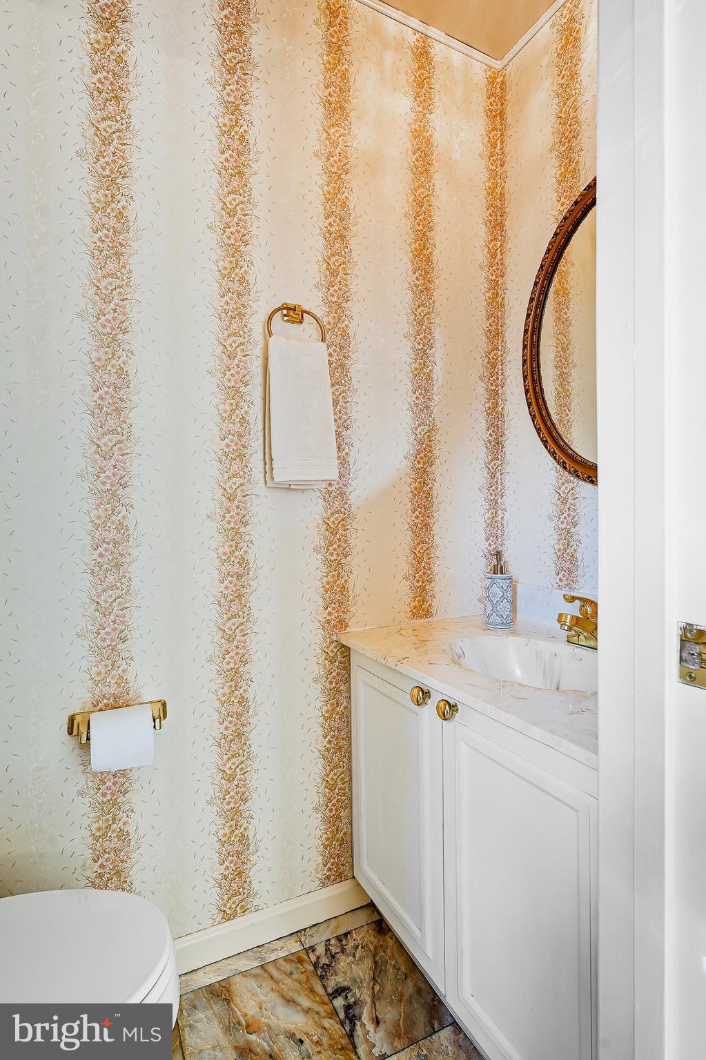 7346 Eldorado Street McLean, VA 22102 - Photo 21 of 48 a bathroom with a sink a toilet and a mirror