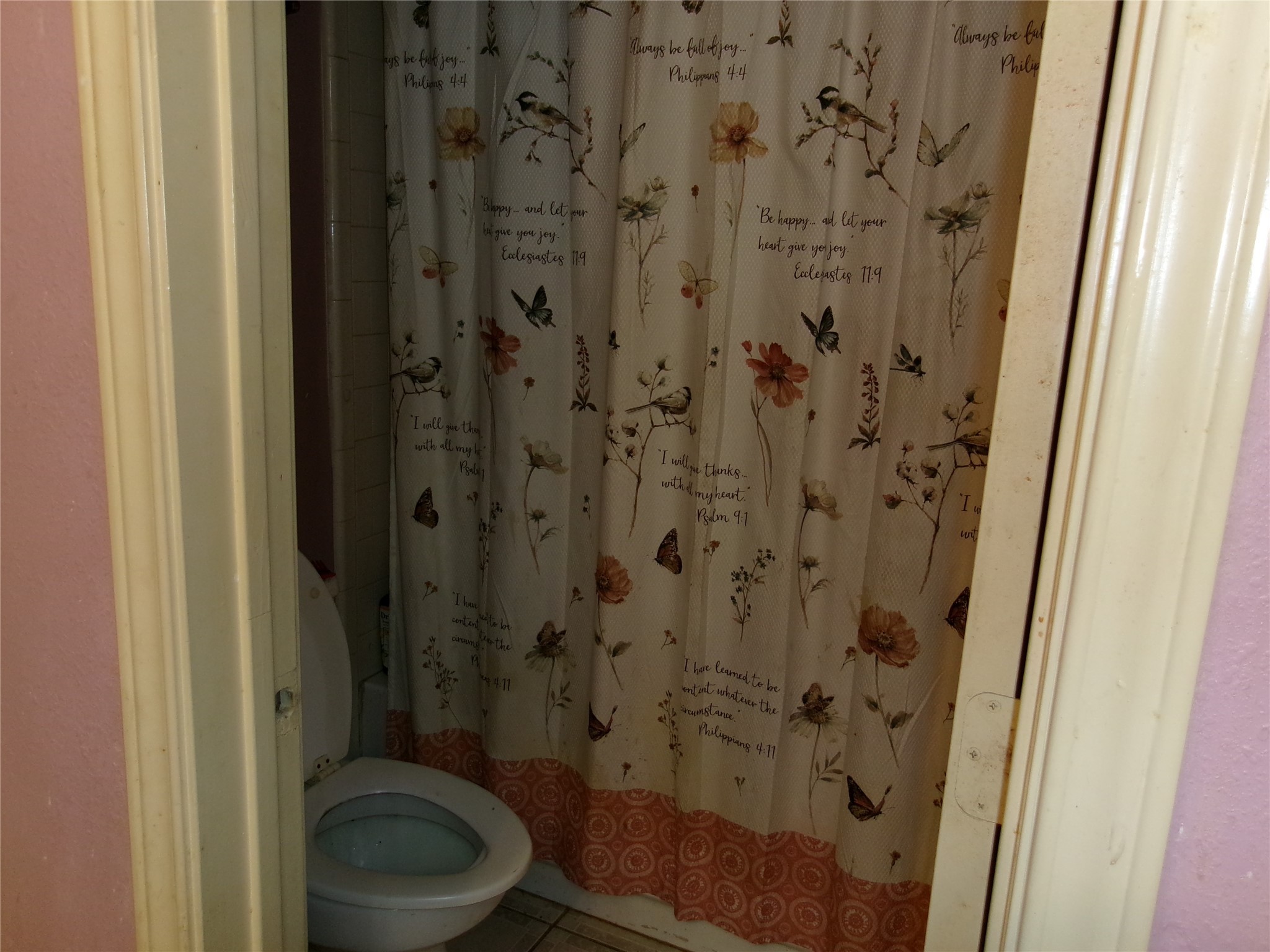 3250 Walhalla Drive Houston, TX 77066 - Photo 11 of 15 a bathroom with a toilet and a shower curtain