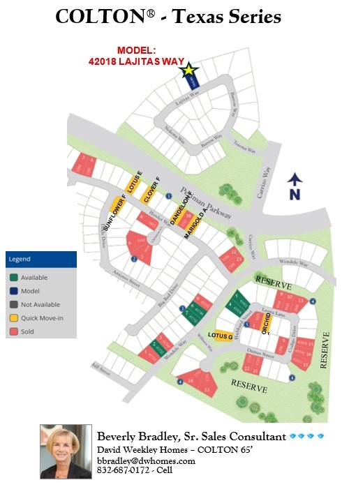 1736 Howler Way Montgomery, TX 77316 - Photo 4 of 48 COLTON is a Master planned community in TODD MISSION - located 1/4 mi W of Hwy 249 off FM 1486. David Weekley Homes offers 65 ft wide home sites and some with no rear neighbors!