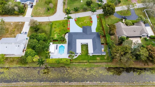 an aerial view of a house