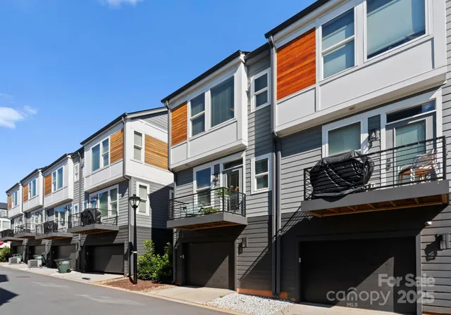 a front view of a building with street view