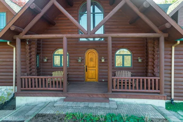 a view of a house with a porch