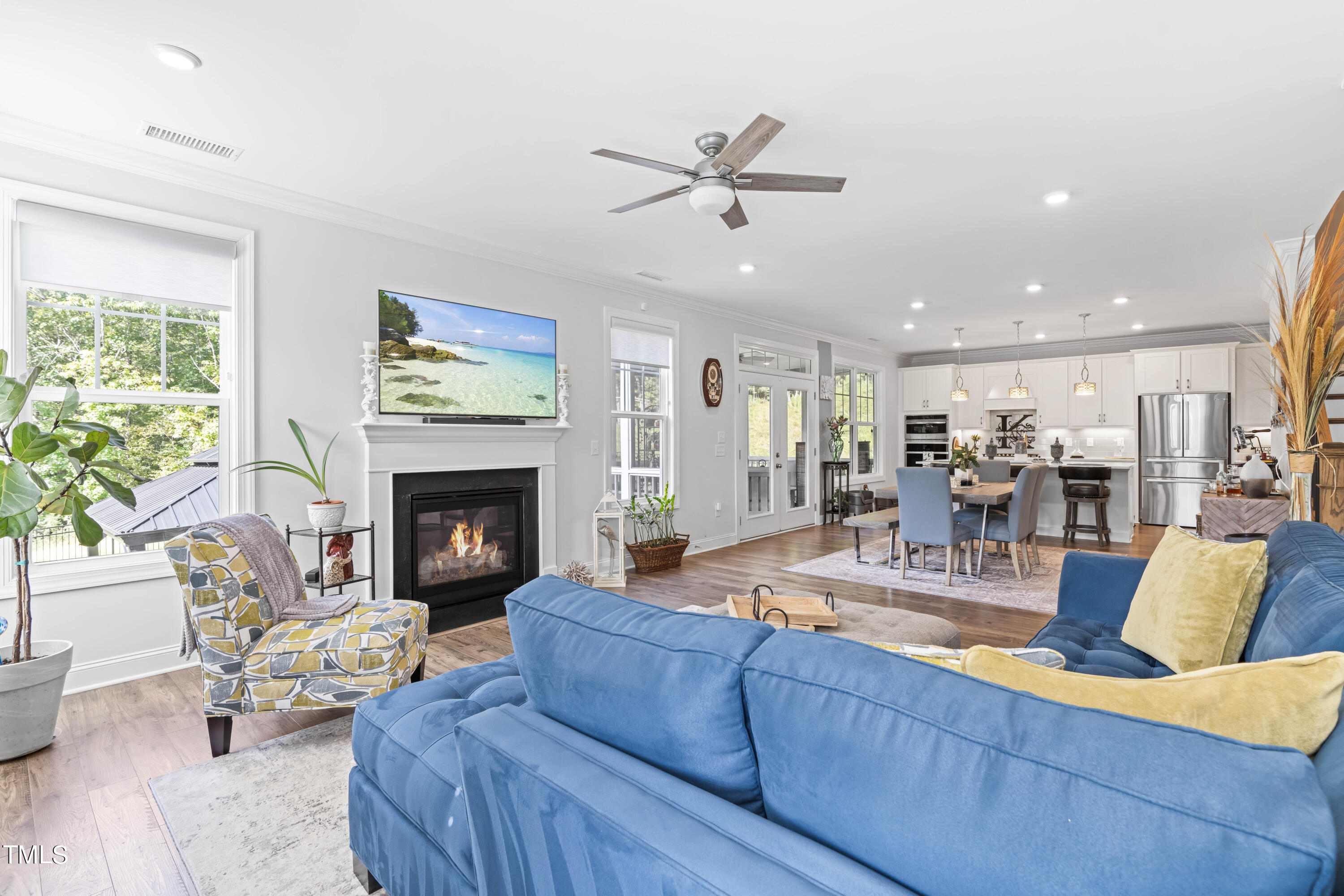 190 Hidden Bluff Drive Pittsboro, NC 27312 - Photo 16 of 58 a living room with furniture and a fireplace