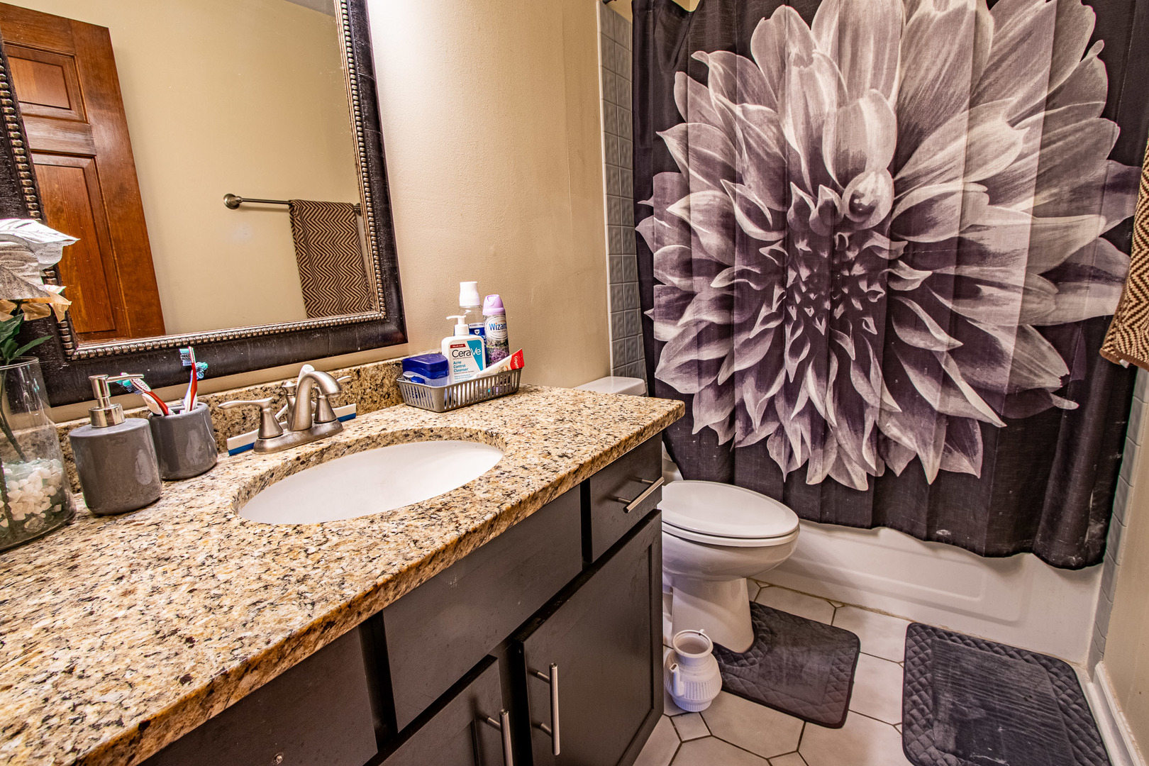 1201 Pinetree Lane Bartlett, IL 60103 - Photo 4 of 24 a bathroom with a granite countertop sink and a toilet