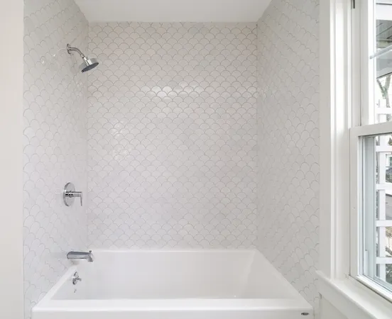 a bathroom with a bathtub