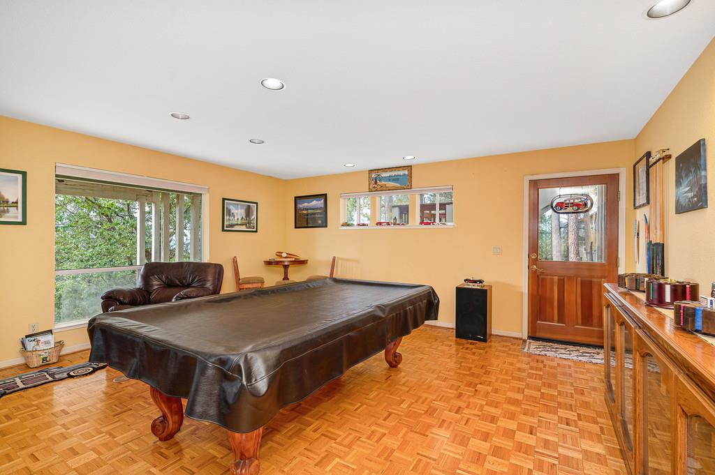 2358 Deer Ravine Court Cool, CA 95614 - Photo 32 of 63 game room with recessed lighting, billiards, and parquet floors located downstairs