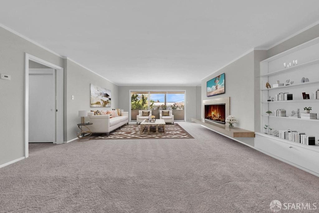 1401 Walnut Street, Unit 1B Berkeley, CA 94709 - Photo 4 of 53 a bedroom with furniture and a fireplace