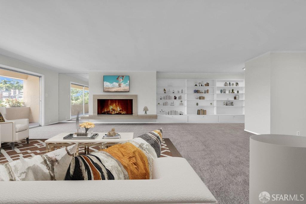 1401 Walnut Street, Unit 1B Berkeley, CA 94709 - Photo 10 of 53 a living room with furniture and a flat screen tv