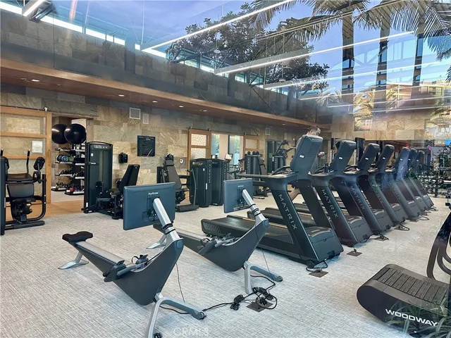 a room with gym equipment