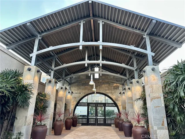 a view of a cafe with sitting area