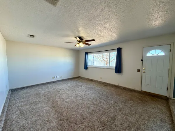 a view of a livingroom with a window