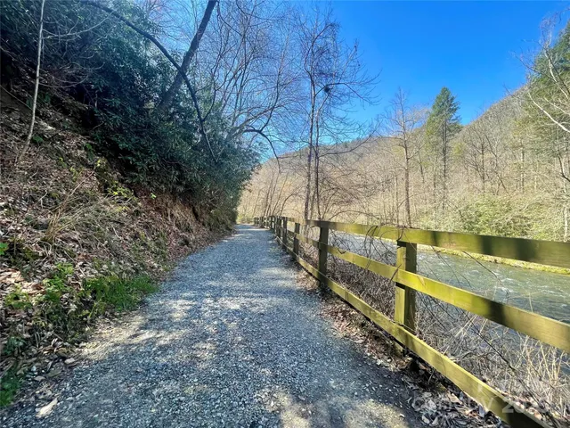 a view of a yard with an trees