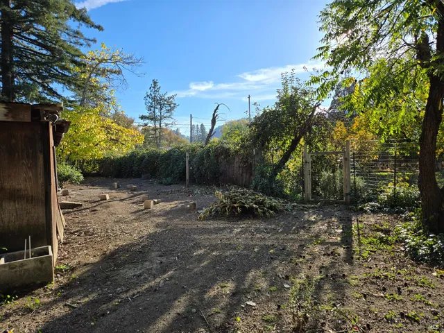 a backyard of a house with lots of green space