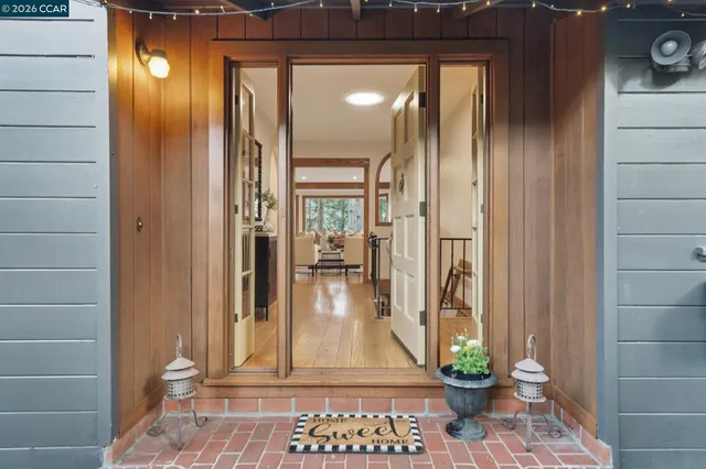 a view of a entryway door front of house
