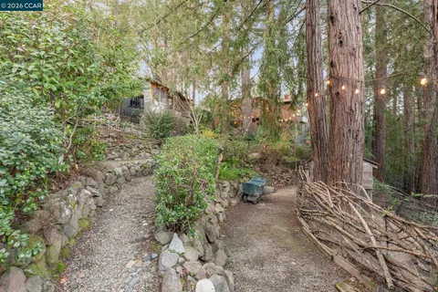 a backyard of a house with lots of green space