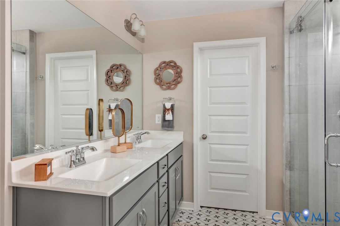 967 Charlemagne Road Midlothian, VA 23114 - Photo 24 of 50 a bathroom with a sink vanity and a mirror