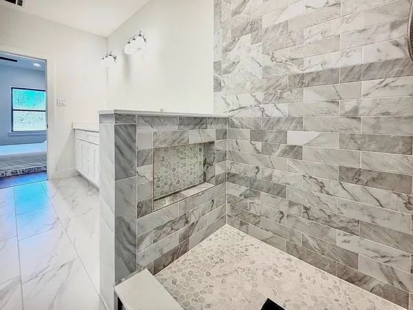 a bathroom with a shower