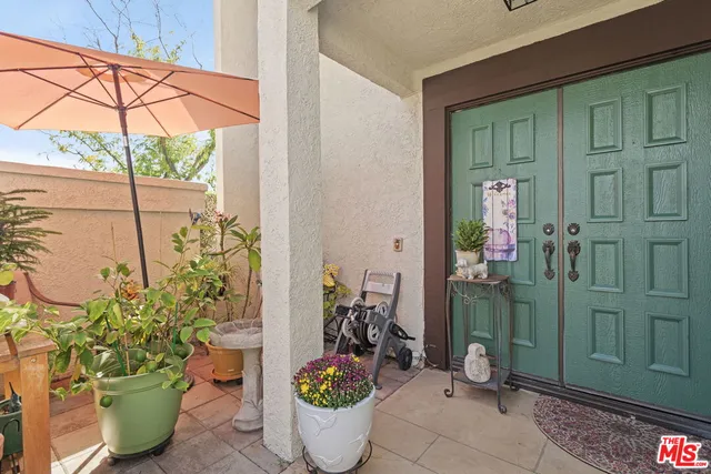 a view of a potted plant in front of a house