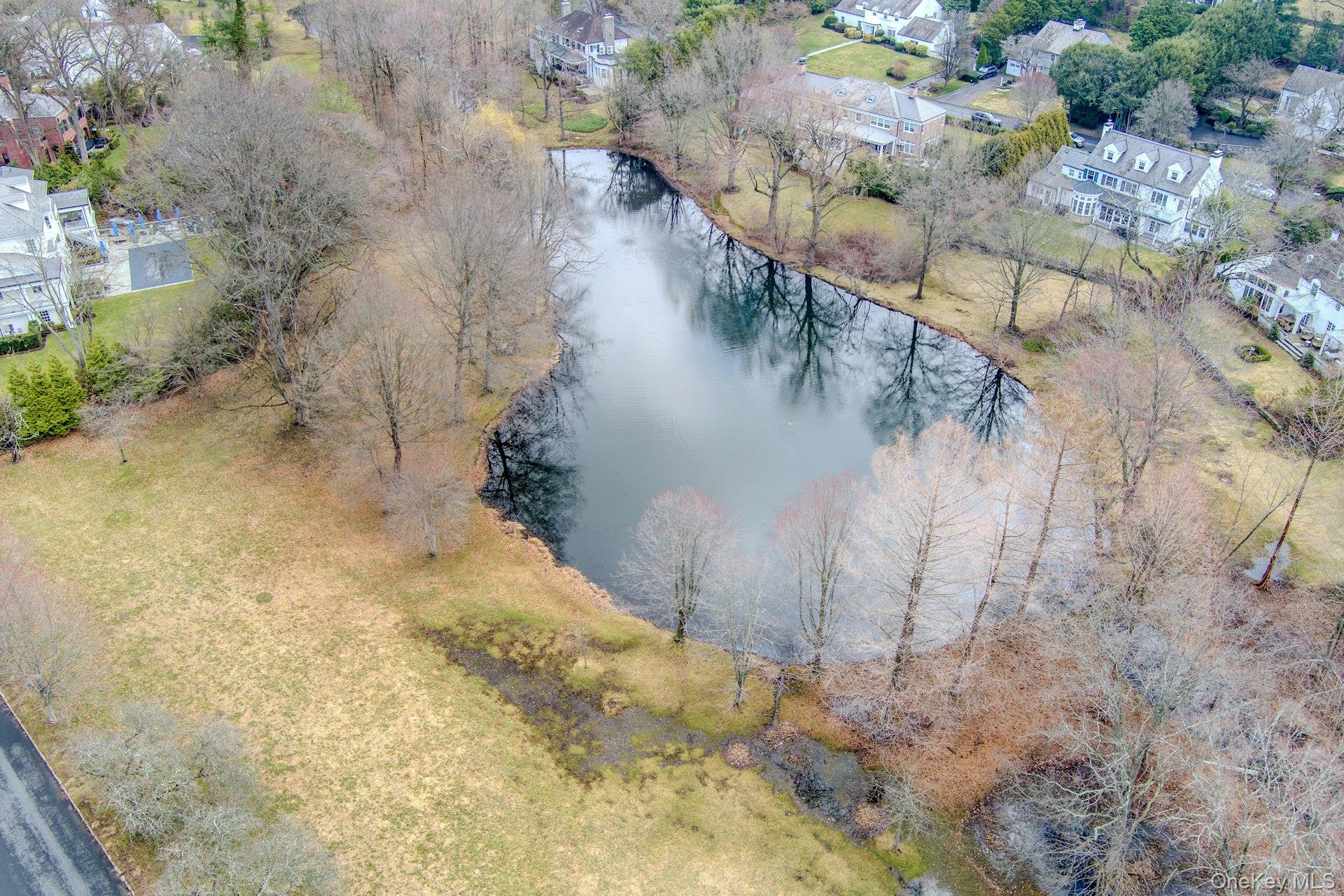 21 Tisdale Road Scarsdale, NY 10583 - Photo 34 of 40 Aerial view of the picturesque Crane Berkley pond, a serene centerpiece of this coveted neighborhood.