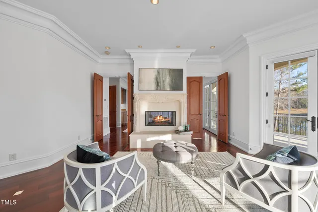 a bathroom with glass door