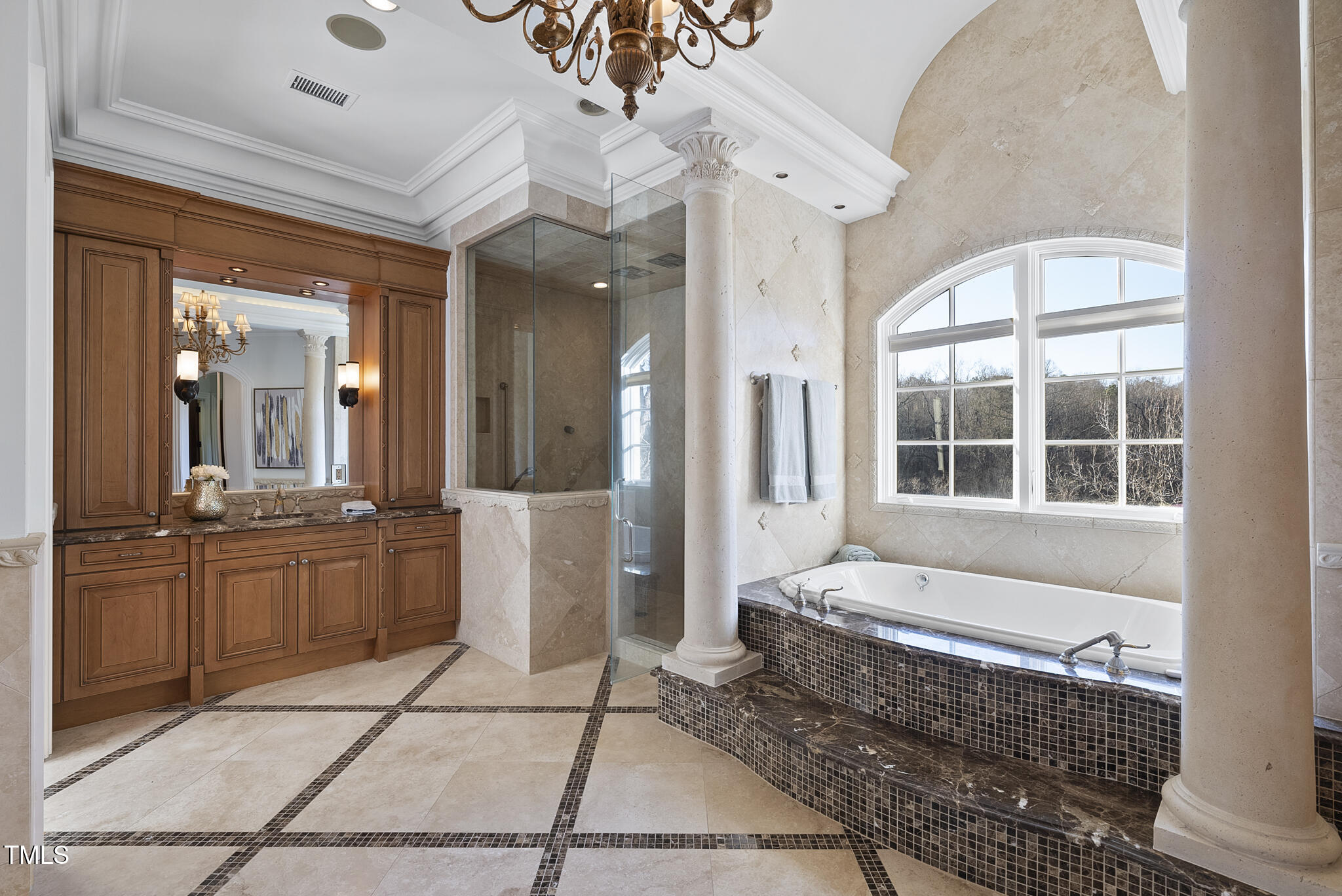 1404 Barony Lake Way Raleigh, NC 27614 - Photo 24 of 52 a bathroom with a granite countertop tub shower and mirror