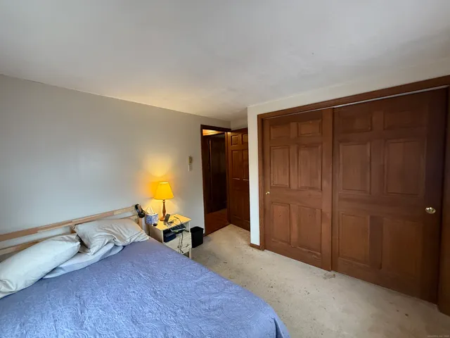 a bed room with a bed and furniture